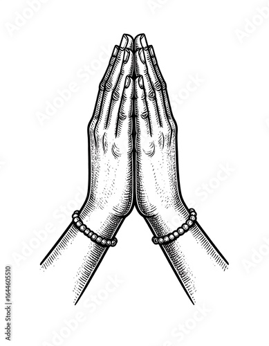 Hands in prayer, detailed sketch