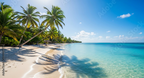 Paradise Found Tropical Beach Scene with Palm Trees and Turquoise Waters