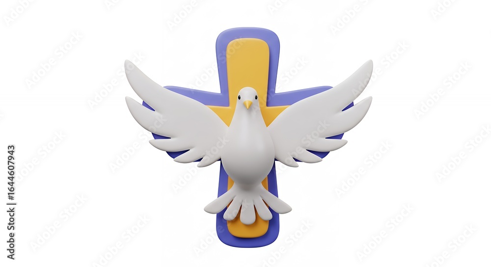 Fototapeta premium Dove on cross religious symbol