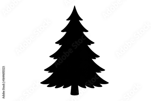 Black silhouette of christmas tree on transparent background representing winter holidays