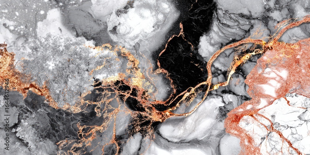 Abstract marbled design in shades of gray, black, rose gold, and white Abstract marbled design in shades of gray, black, rose gold, and white