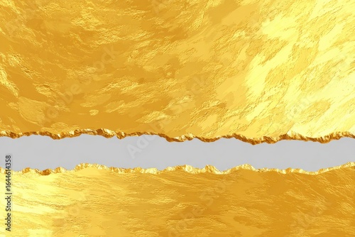 Gold sheet with a torn, jagged edge against a gray background