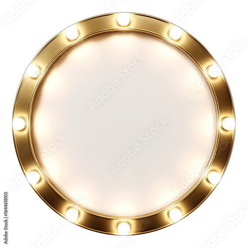 Gold circle frame with glowing lights