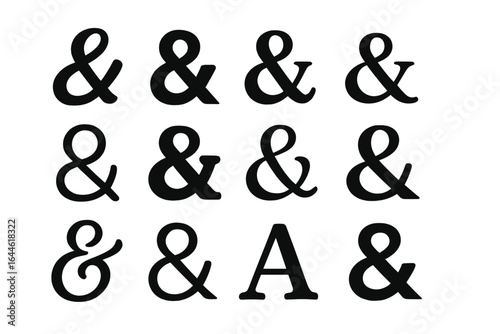 Collection of Ampersands with Diverse Typography Styles, Creative Design Versatility for Professional Projects, Vector Illustration on Transparent Background, Typeface Symbols