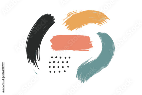 Abstract hand drawn brushstrokes and doodle shapes. Modern minimalist vector illustration with paint textures. Boho style graphic elements for design, background, and decor.