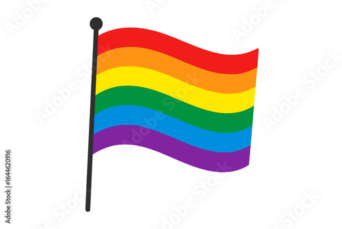 Waving LGBTQ+ Pride rainbow flag vector. Symbol of gay, lesbian, bisexual, transgender community. Represents diversity, unity, equality, love and freedom. Pride month celebration.