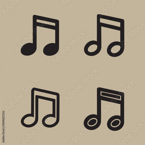 Black musical notes on a tan background vector