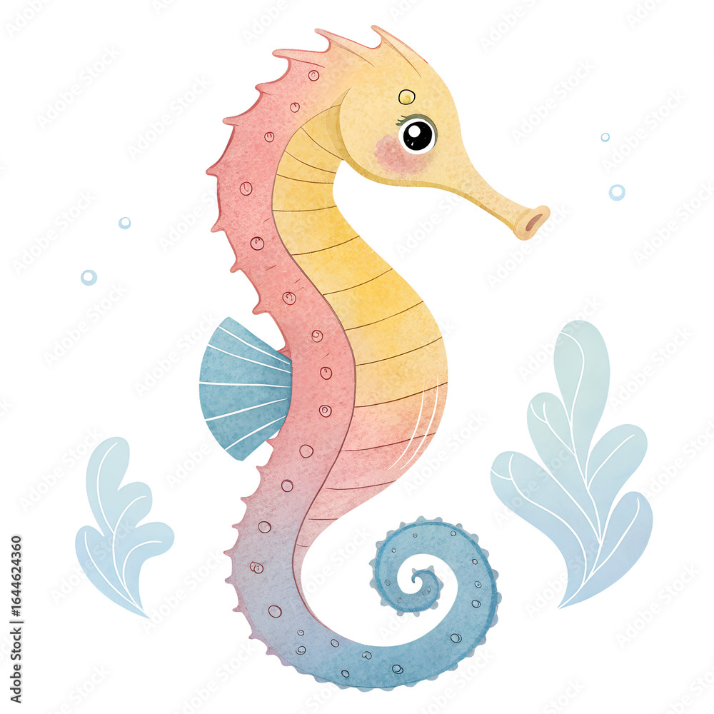 Fototapeta premium Watercolor seahorse.