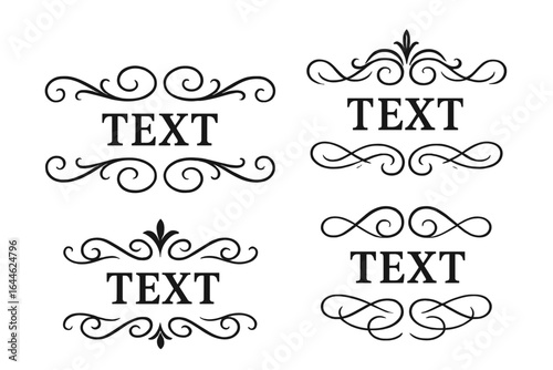 Elegant collection of vintage ornamental frames and decorative borders. Calligraphic swirl flourishes for wedding invitations, certificates, logos, and branding designs. Classic vector set.