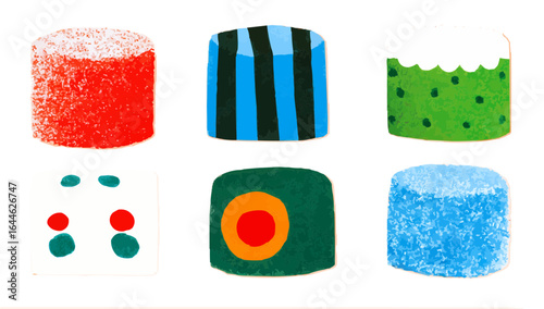 Isolates, funny things, potted flowers, cakes, sweets, Freaky style vector children's illustration, children's web design decorations, Freaks creative style, vector graphics for sites, landing pages, 