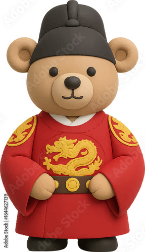 Cute Bear in Traditional Korean Emperor Costume