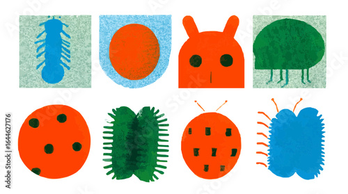 Isolates, funny insect, cakes, sweets, Freaky style vector children's illustration, children's web design decorations, Freaks creative style, vector graphics for sites, landing pages, 