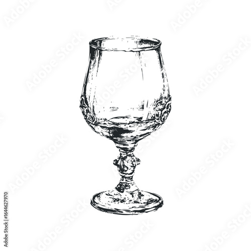 Vintage Wine Glass with Ornate Stem and Foot