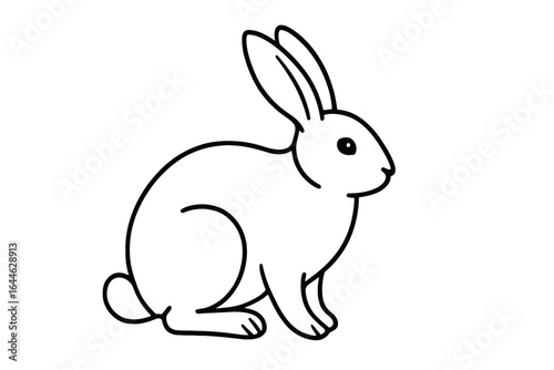 Cute rabbit outline sketch design. Vector illustration of a bunny for Easter. Simple line art animal drawing. Minimalist wildlife graphic icon for logo or children's book.
