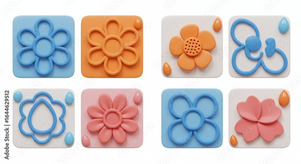 Fototapeta premium Colorful flower shaped cookie cutters
