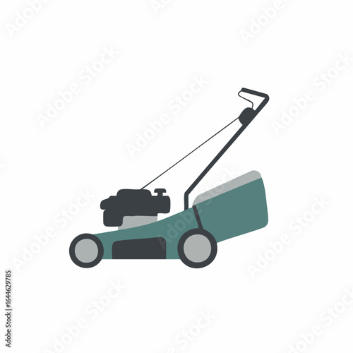 Stylized Teal Lawn Mower with Dark Gray Engine and Handle