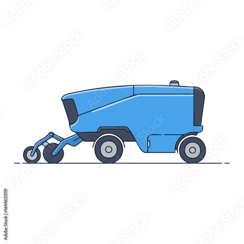 Modern Blue Agricultural Harvester with Detailed Wheels and Design