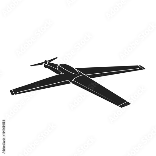 Stylized Silhouette of a Single-Engine Propeller Aircraft with Swept Wings