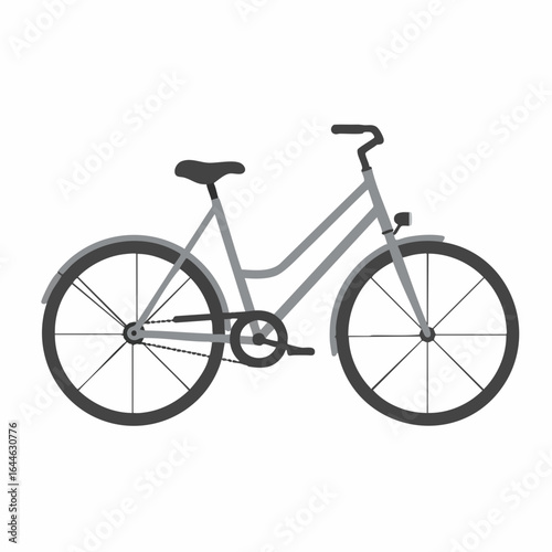 Stylized Gray Bicycle Illustration with Curved Handlebars and Minimalist Design