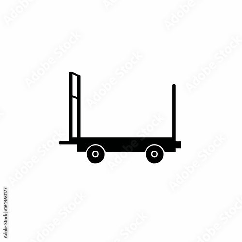 Simple Black Silhouette of a Flatbed Luggage Cart