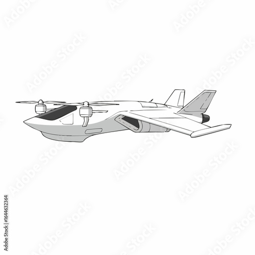 Futuristic VTOL Aircraft Concept with Twin Rotors and Delta Wings Illustration