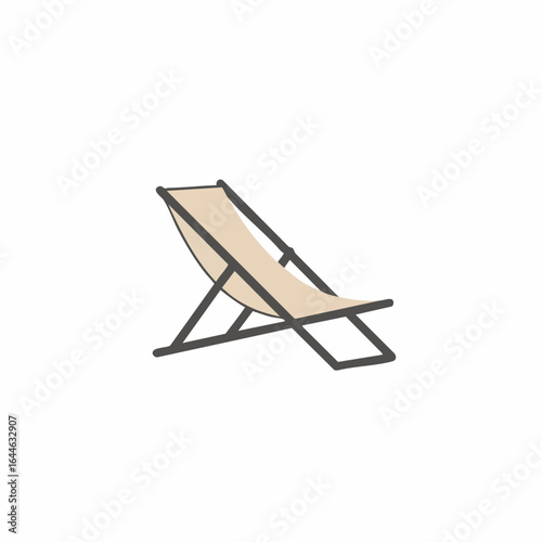 Simple Beige Deck Chair Illustration, Relaxed Posture