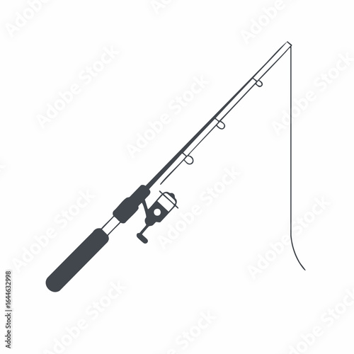 Angler's Spinning Rod with Reel and Line Ready for Fishing