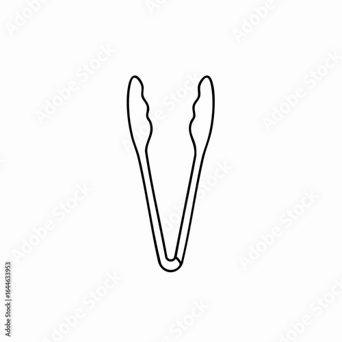 Minimalist Outline of Kitchen Tongs with Contoured Grips and Rounded Hinge