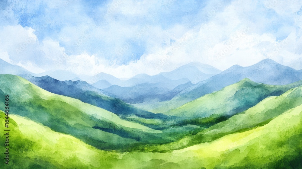Fototapeta premium Serene mountain landscape under clear blue sky during daytime