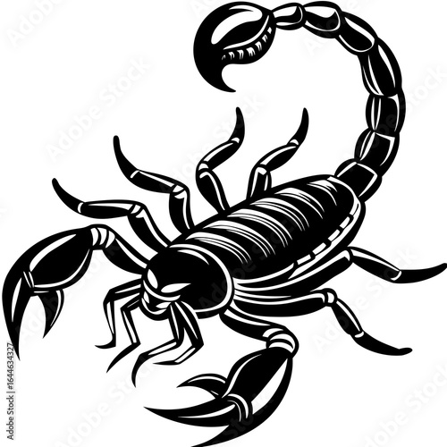 Bold black scorpion illustration, powerful symbol of danger and resilience for your designs