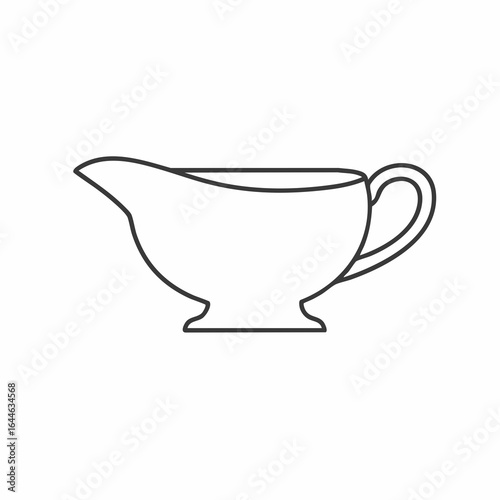 Simple Line Art Illustration of a Classic Gravy Boat with Elegant Handle
