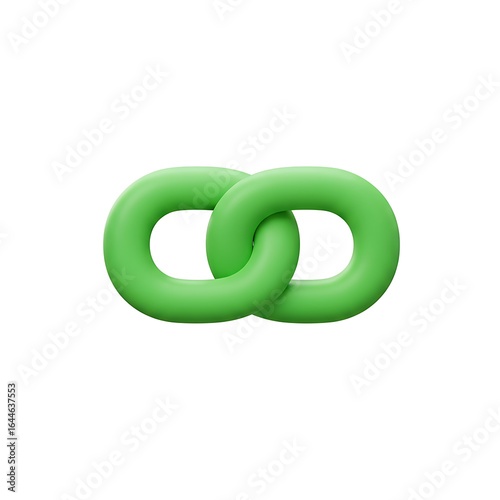 Green connected chain link 3D icon