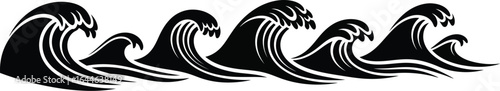 A dynamic sequence of stylized waves, showcases the rhythmic motion of the ocean, capturing the essence of nature's powerful and fluid energy