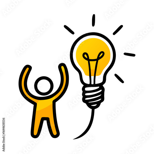 A simple cartoon icon of a person with a glowing lightbulb, ideal for websites or blogs about ideas, innovation, and creativity.

