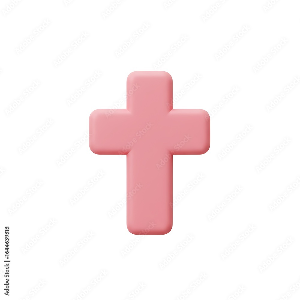 Obraz premium Pink cross icon flat 3D style