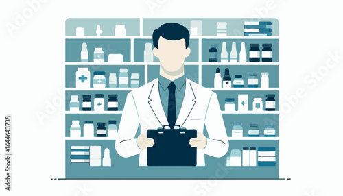 Flat Vector illustration of a pharmacist