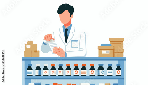 Flat Vector illustration of a pharmacist