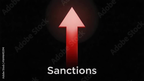 Red arrow symbolizing sanctions rising upward, indicating growth and escalation of political issues