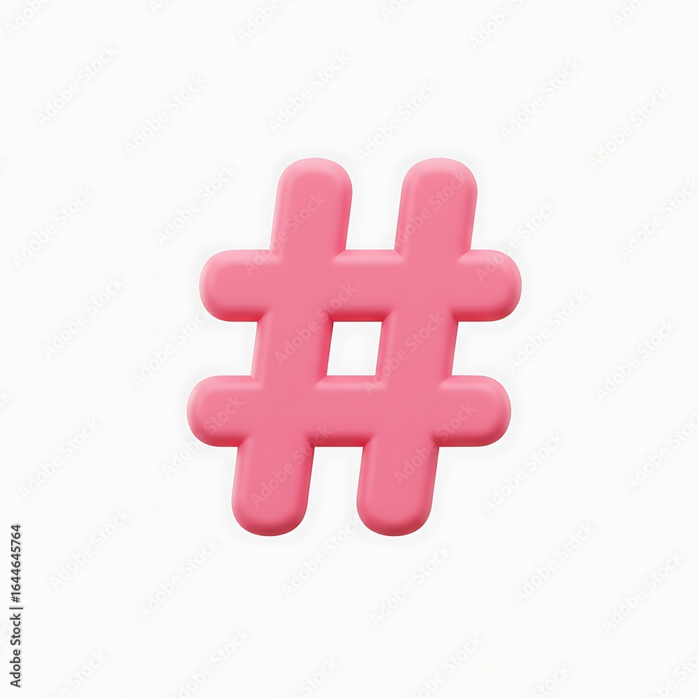 Fototapeta premium Pink hashtag symbol 3D design