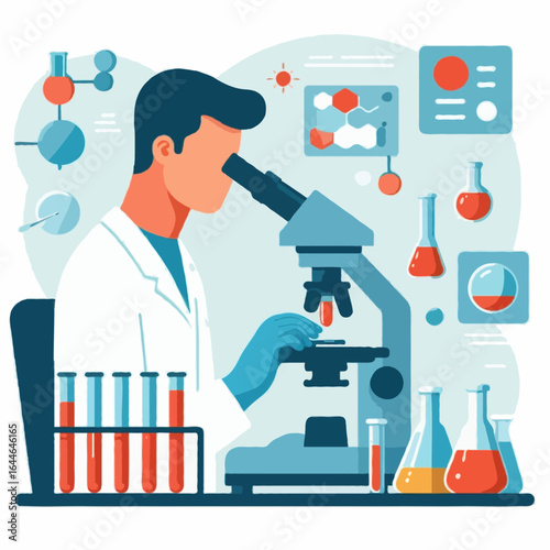 Flat vector illustration of a medical laboratory technician