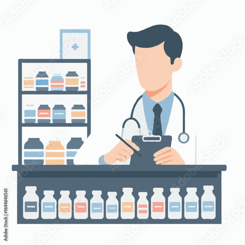 Flat Vector illustration of a pharmacist