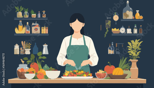 Flat vector illustration of a nutritionist