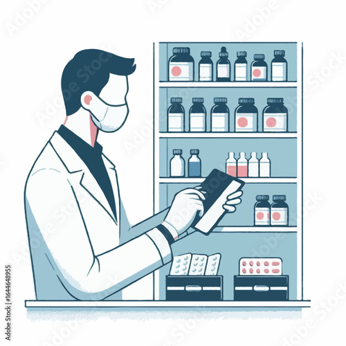 Flat Vector illustration of a pharmacist