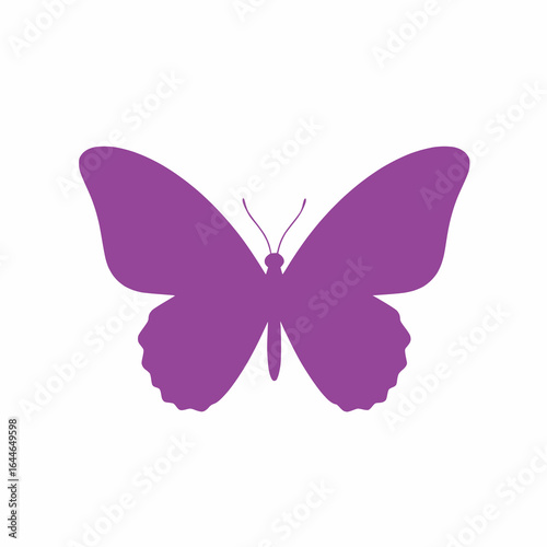 Solid purple butterfly vector on white background no text