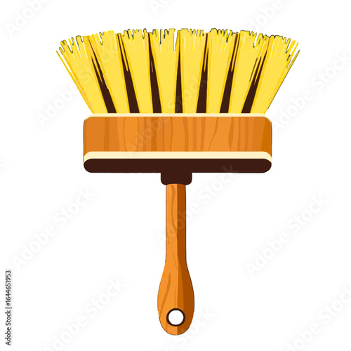 A wide paintbrush with a wooden handle and bright yellow bristles, shown in a clean illustration style.