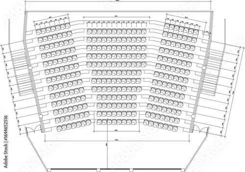 Wallpaper Mural 2D Seating Layout Plan of Large Auditorium with Entrance Door Vector Torontodigital.ca