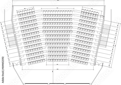 2D Seating Layout Plan of Large Auditorium with Entrance Door Vector