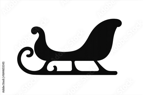 Black silhouette santa claus sleigh on transparent background
