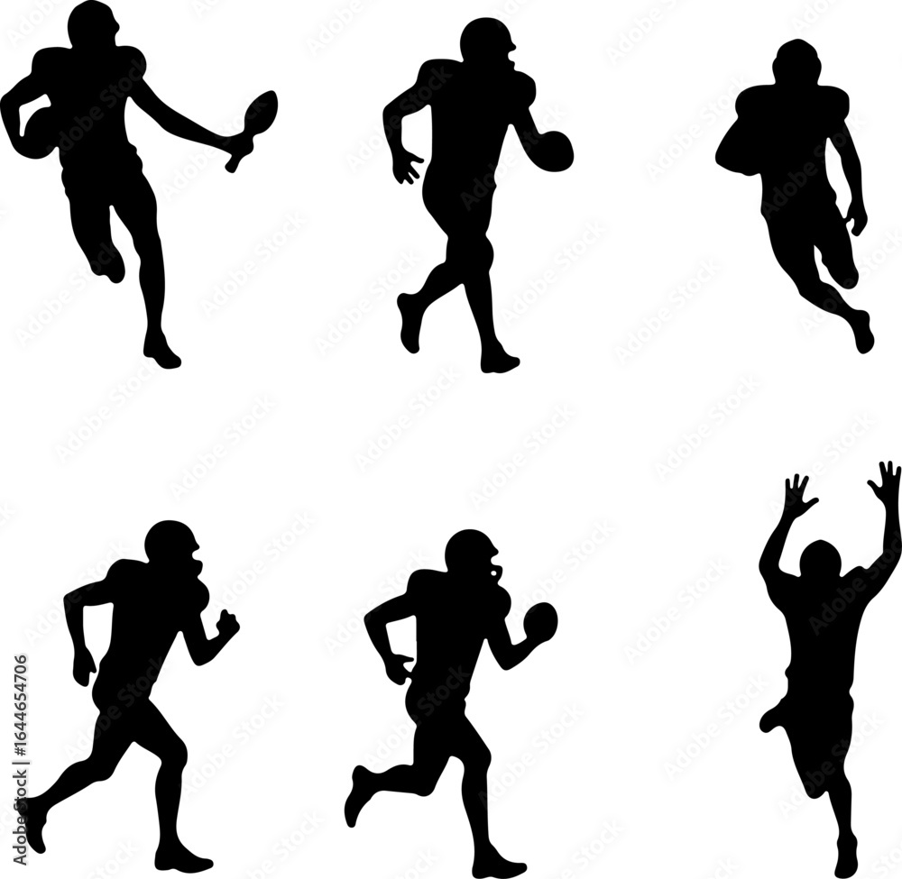 Fototapeta premium American Football Players Illustration in Black and White Style