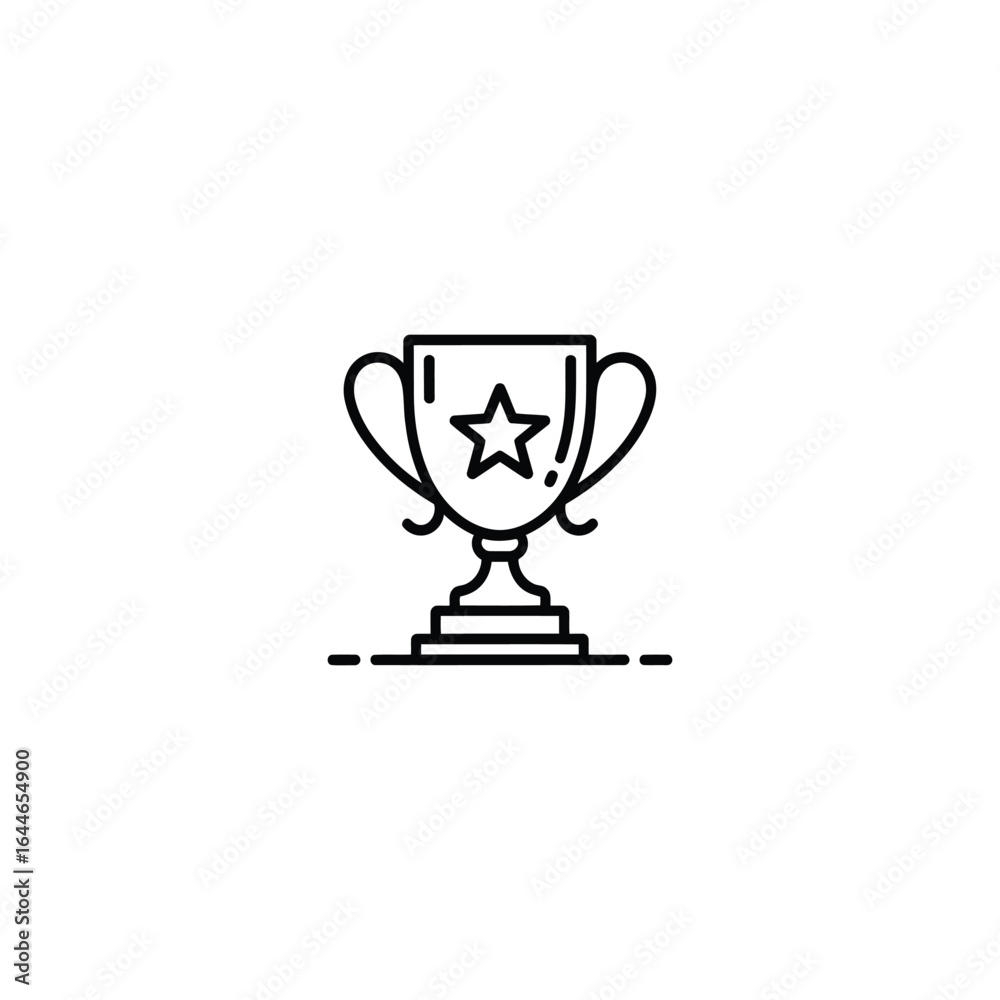 Simple line art trophy icon with star for achievement and victory Simple line art trophy icon with star for achievement and victory